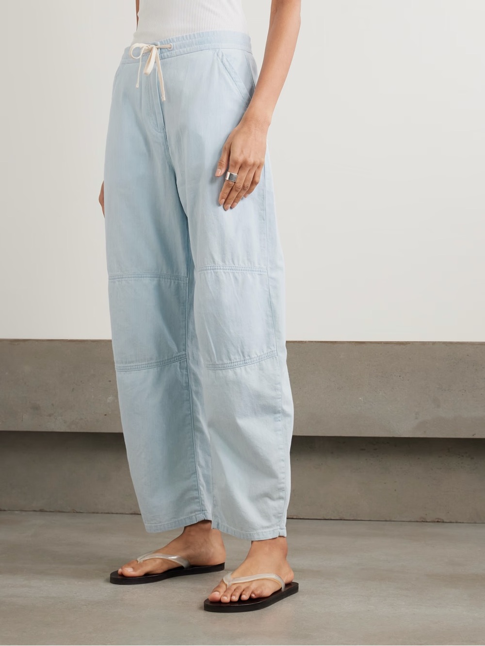 La Ligne_ Dorian Cotton Chambray Barrel Leg Pants, M, like new - Picture 3 of 9